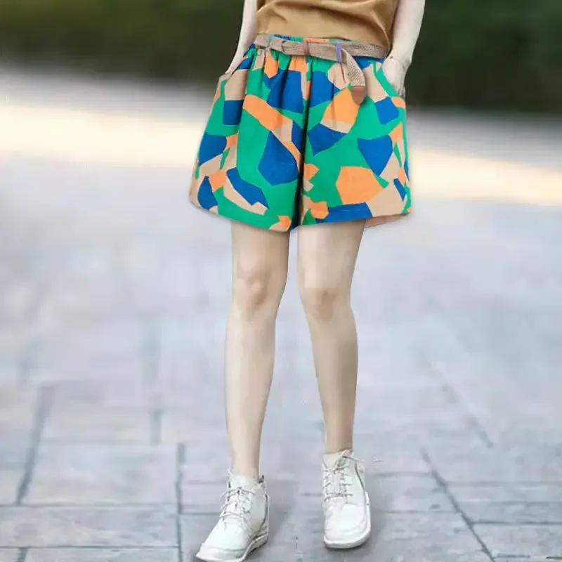 

Women's Shorts Casual Female Short Pants Print Korean Style Fashion Clothing 2024 Streetwear Elegant Elasticty Designer Design