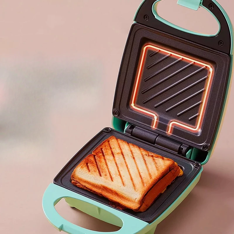 サンドイッチ/パニーニ/ワッフル用の3-in-1朝食メーカー、コンパクトな電気トーストプレス機、学生向けの健康的なスナックメーカー