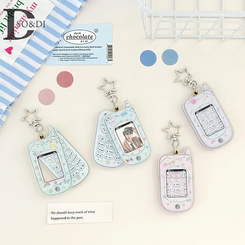 School Briefpapier Diy Accessoires Kawaii Acryl Mobiele Telefoon Vorm 1 Inch Fotokaart Houder Kaart Fotohouder Tas Hanger