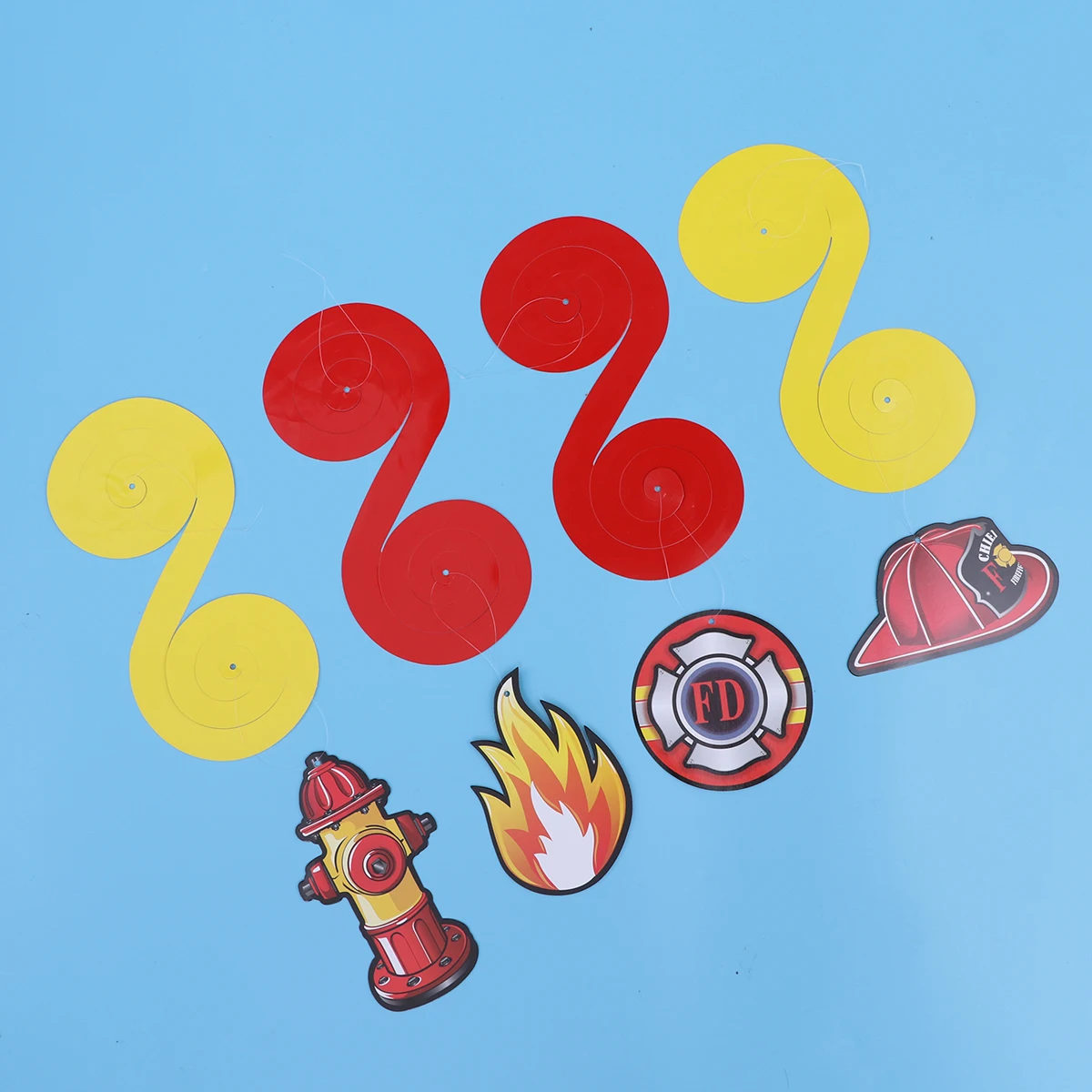 

12pcs Firefighter Party Supplies Paper Swirls Decorations Hanging Ornament Fire Theme Birthday Danglers Indoor Outdoor Decor