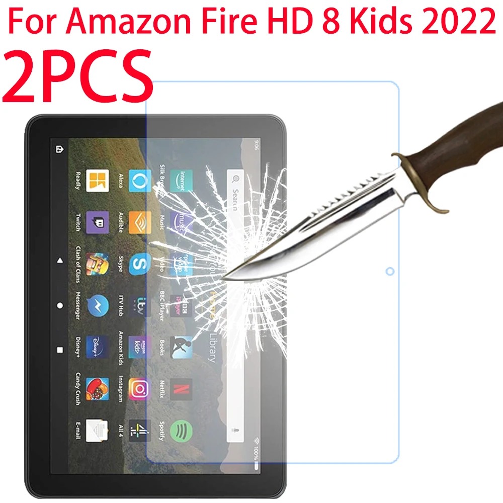 

2 Packs Tempered Glass Screen Protector For Amazon Fire HD 8 Kids 2022 8.0 inches Tempered Glass Guard Protective Film