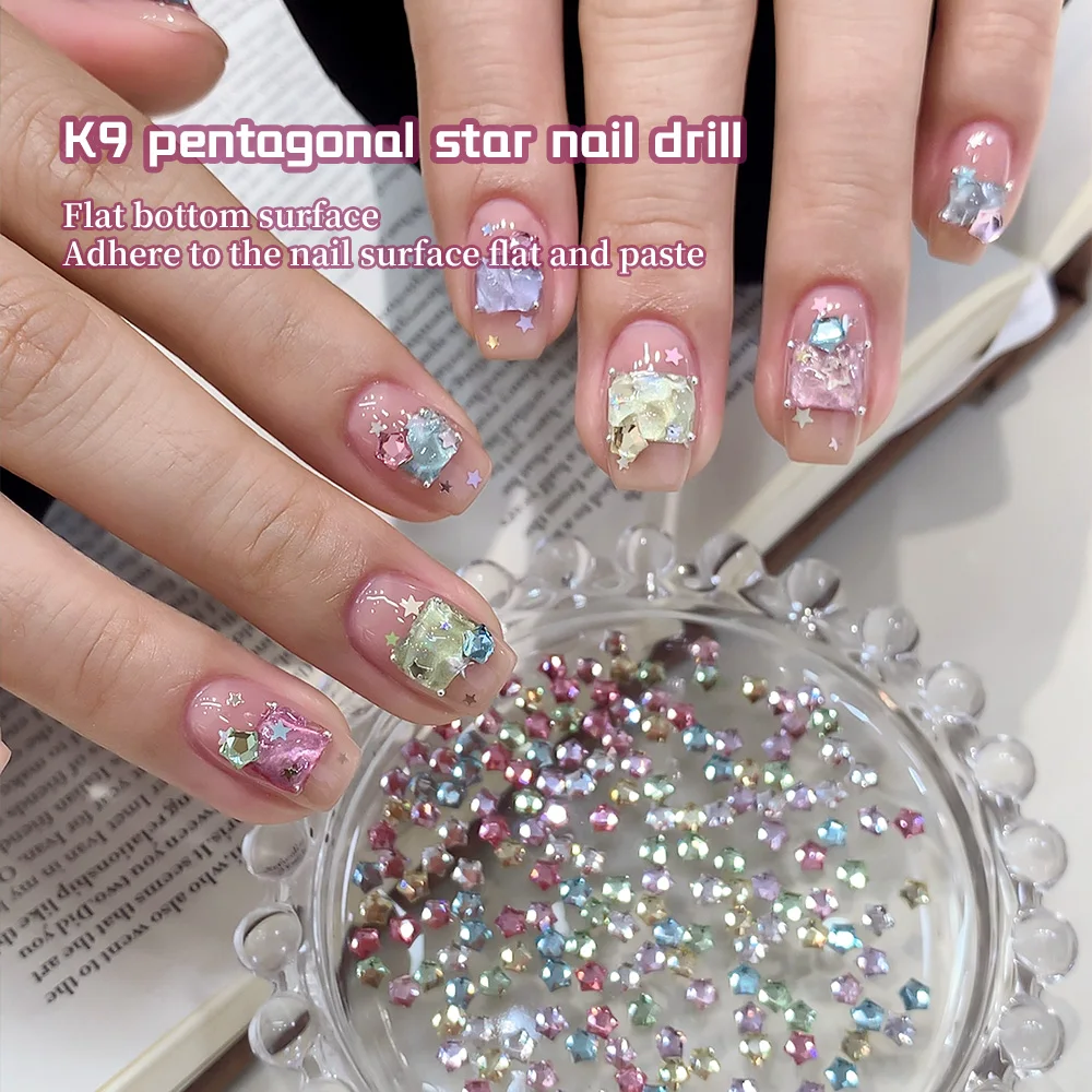 30/50/100PCS 4/3MM K9 Glass Crystals Mini Star Shaped Nail Charms Assorted Colorful Star-Shaped Rhinestones Flat Bottom Diamond