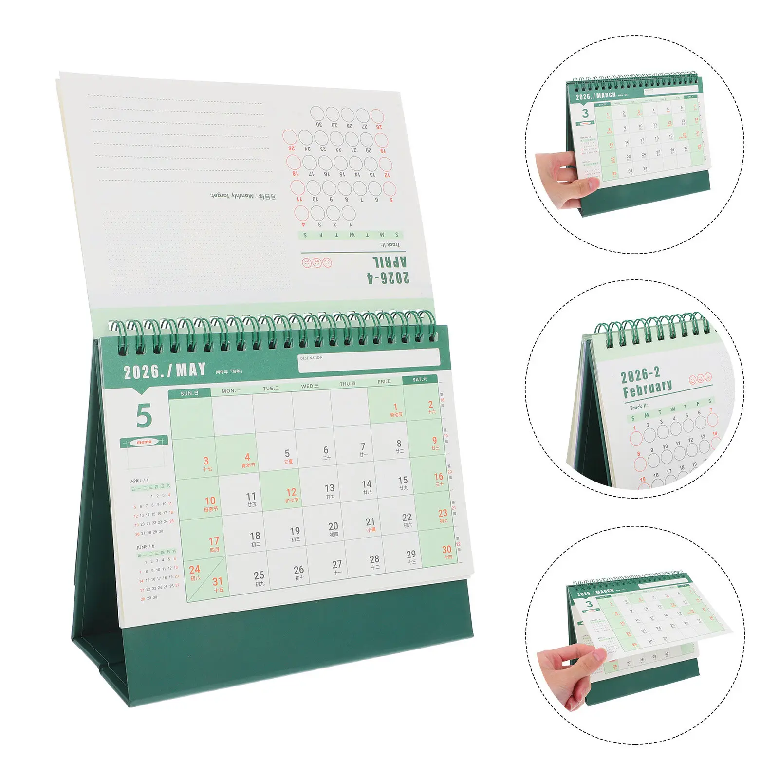 

Minimalist 2025.9-2026.12 Desk Calendar Small Desktop Standing Flip Calendar Twin-Wire Binding Monthly Planner Home Office