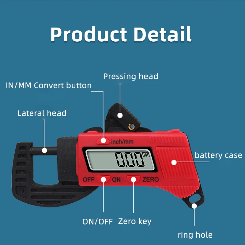 Imagem -06 - Digital Medidor de Espessura Mini Dial Gauges Fibra de Carbono Composto Medidor Ferramentas de Medição Largura 0.01 mm