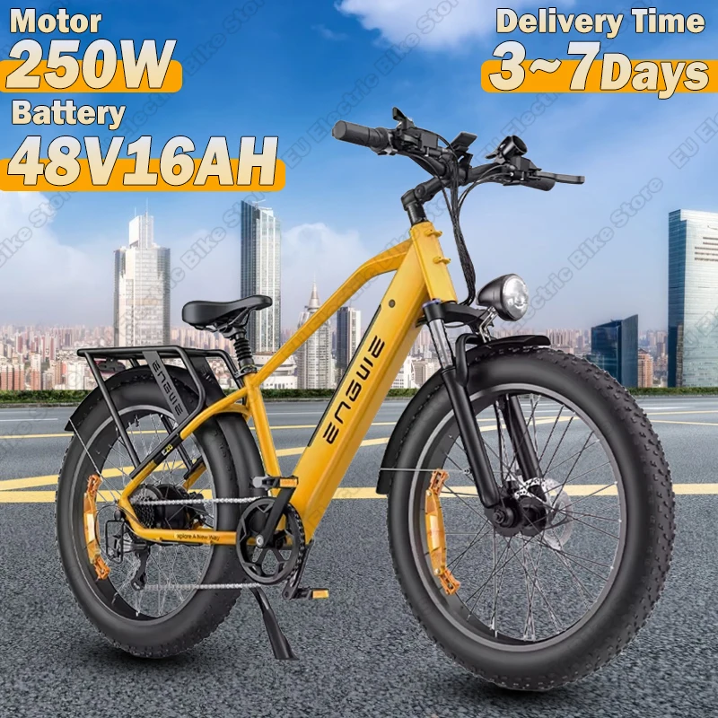 ENGWE E26 E-bike 250W Motor 48V16AH Lithium Battery Hydraulic Suspension Electric Bike 26*4.0-in Fat Tire Snow Electric Bicycle