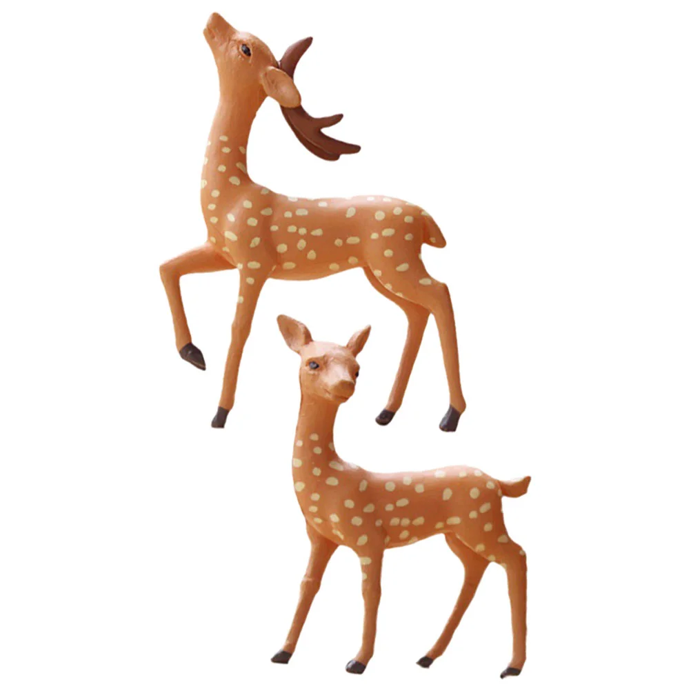 

2 Pcs Plant Sika Deer Ornament Outdoor Decor Statue Pvc Decorations for The Home