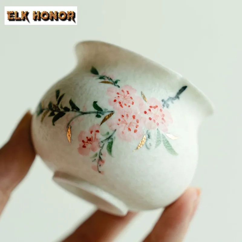 75 مللي رسمت باليد زهر الخوخ فنجان شاي بوتيك براد شاي إبريق الشاي تذوق رائحة كوب تشازان ماستر أكواب طقم شاي صيني الحرفية #3