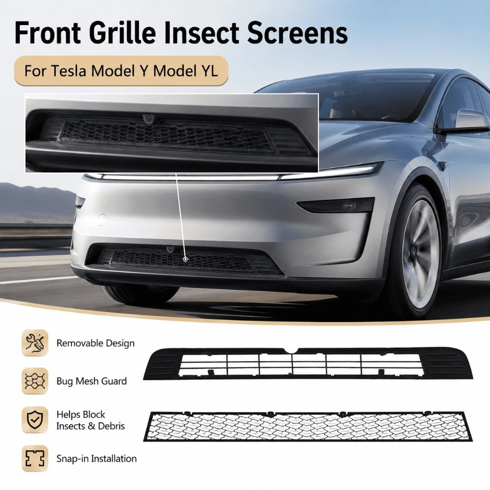 Front Grille Insect Screens For Tesla Model Y Juniper Model YL Bug Mesh Dirt Guard Removable Exterior Protective Cover Accessory