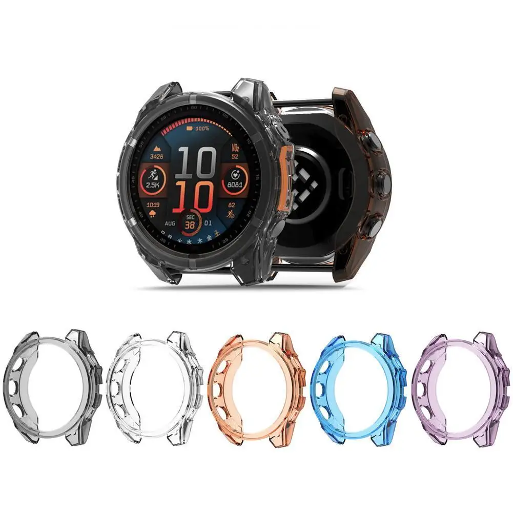 Protecive Case for Garmin Fenix 8 Smartwatch 43mm 47mm 51mm All-Round Protection Shockproof Transparent TPU Protective Case