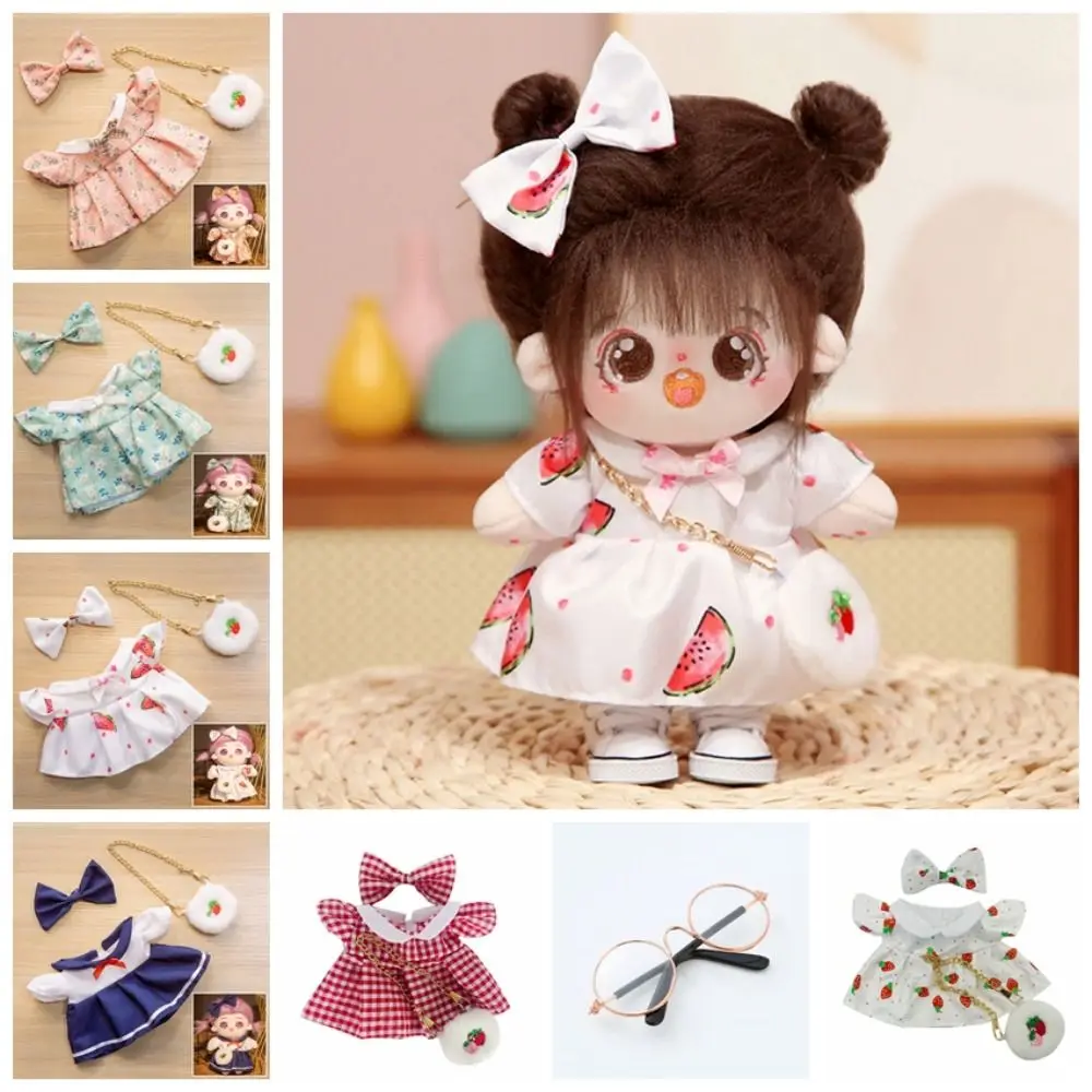 20cm Doll Clothes Toy Dress Flower Cotton Doll Clothes Doll Cloth Accessories Small Crossbody Bag No Attributes Dolls Clothes