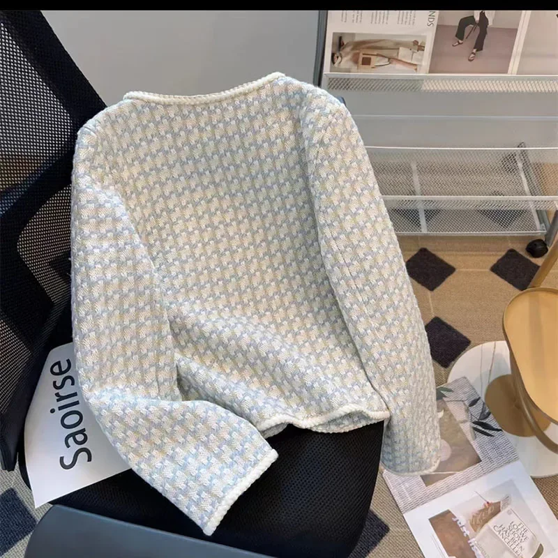 2023 High Quality French Vintage Small Fragrance Tweed Jacket Coat Spring Autumn Casual Fried Street Short Coat Plaid Outwear