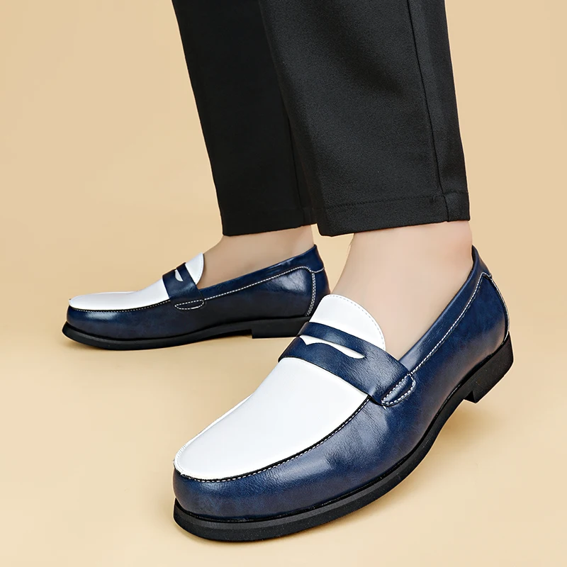 

Men Loafers PU Splicing Classic Business Banquet Men Shoes Size 38-46