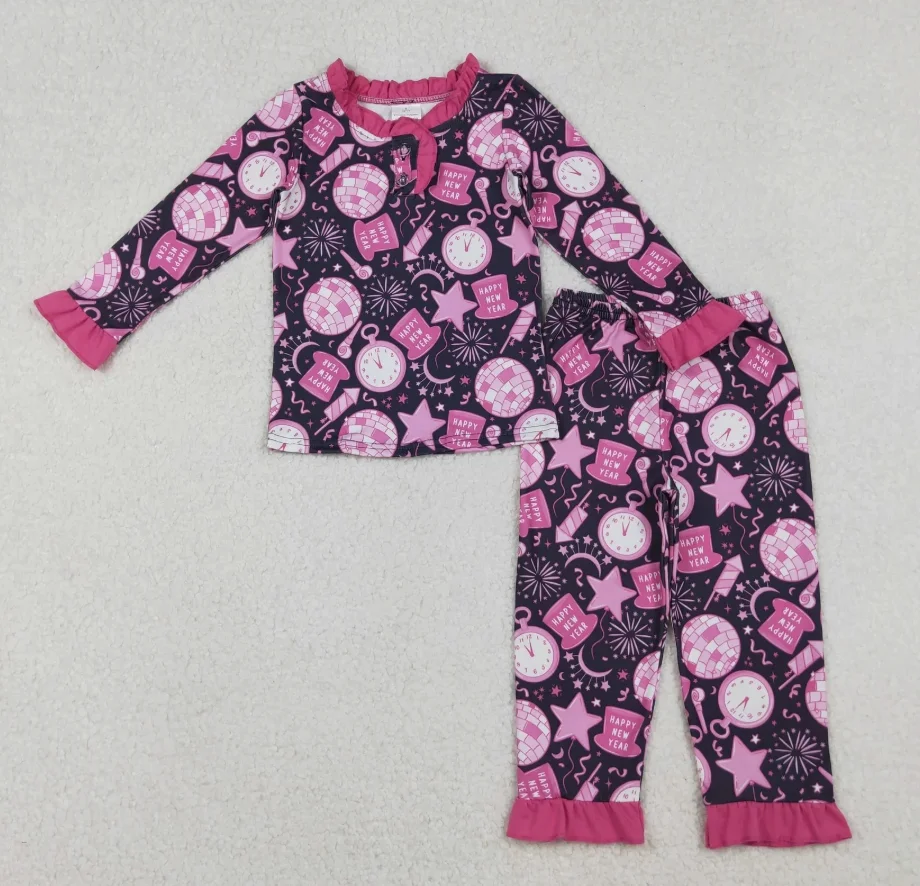 

Пижамы для маленьких девочек, новая одежда для сна, детская рубашка с длинными рукавами для маленьких девочек, брюки с рюшами