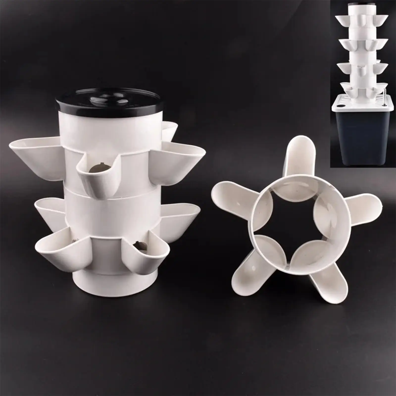 PP Material Vertical Planter Hydroponics Growing Tower Multi Layer Vegetable Cultivation System for Home Kitchen