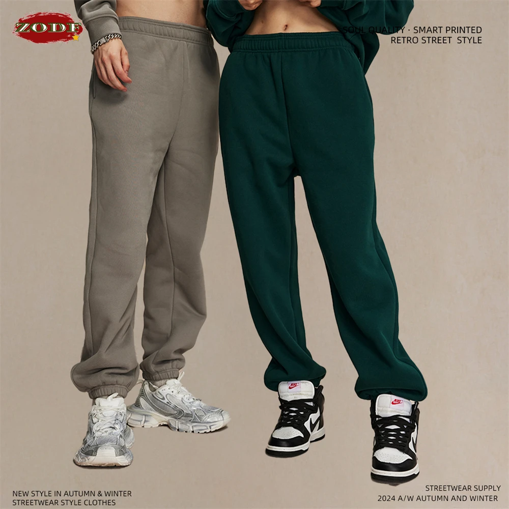 ZODF New Winter Men 400gsm Solid Fleece Sweatpants Unisex Basic Loose  Warm Joggers Pants Brand Bottoms HY0931