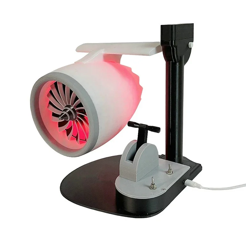 Usb Jetfan Desktop Turbofan Engine Fan Light Upgraded Version With Humidifier Red Light Tail Flame 3d Printed Exquisite Toy