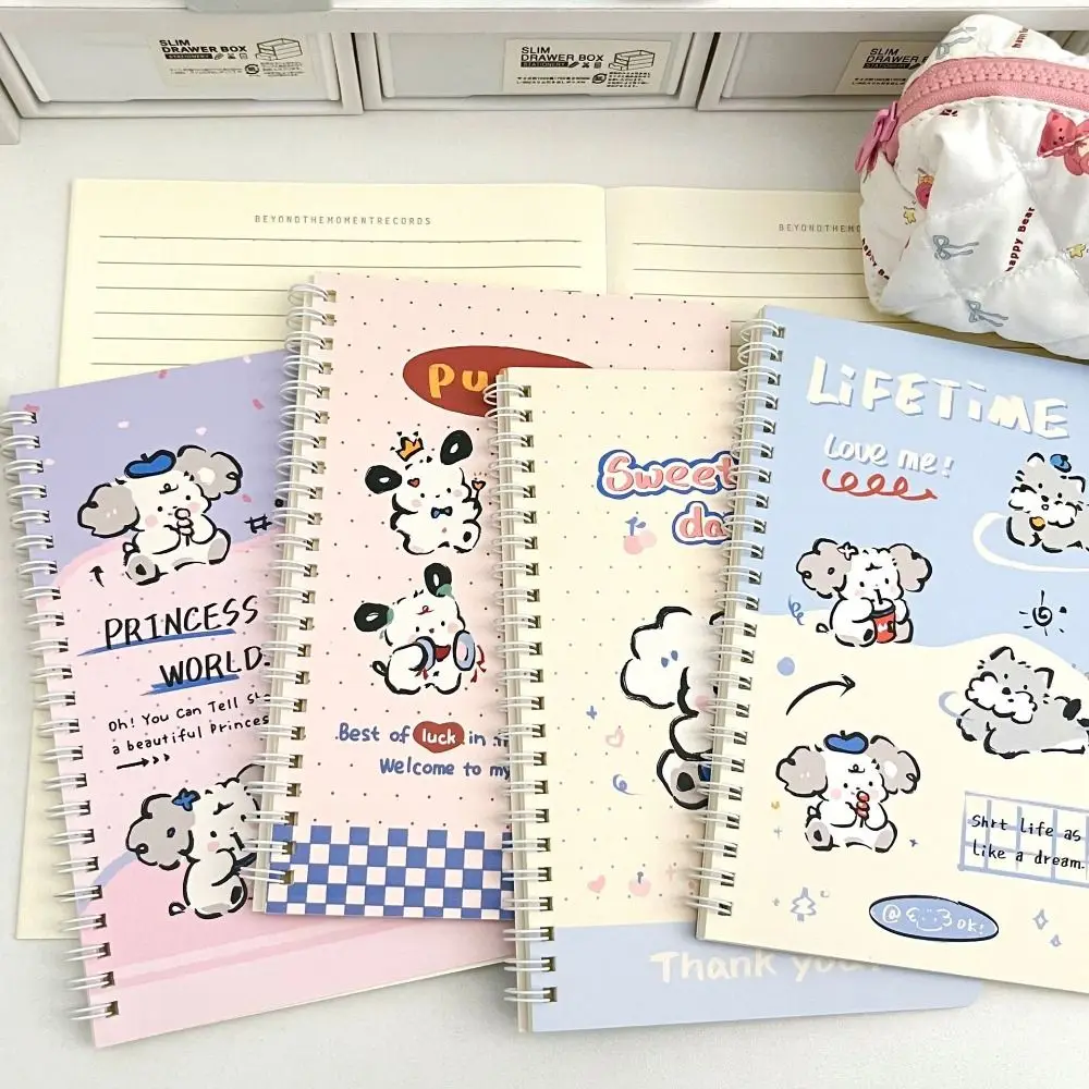 Cuaderno con espiral de dibujos animados para piezas, cuaderno de dibujos animados para cachorros, suministros escolares, 4 unidades