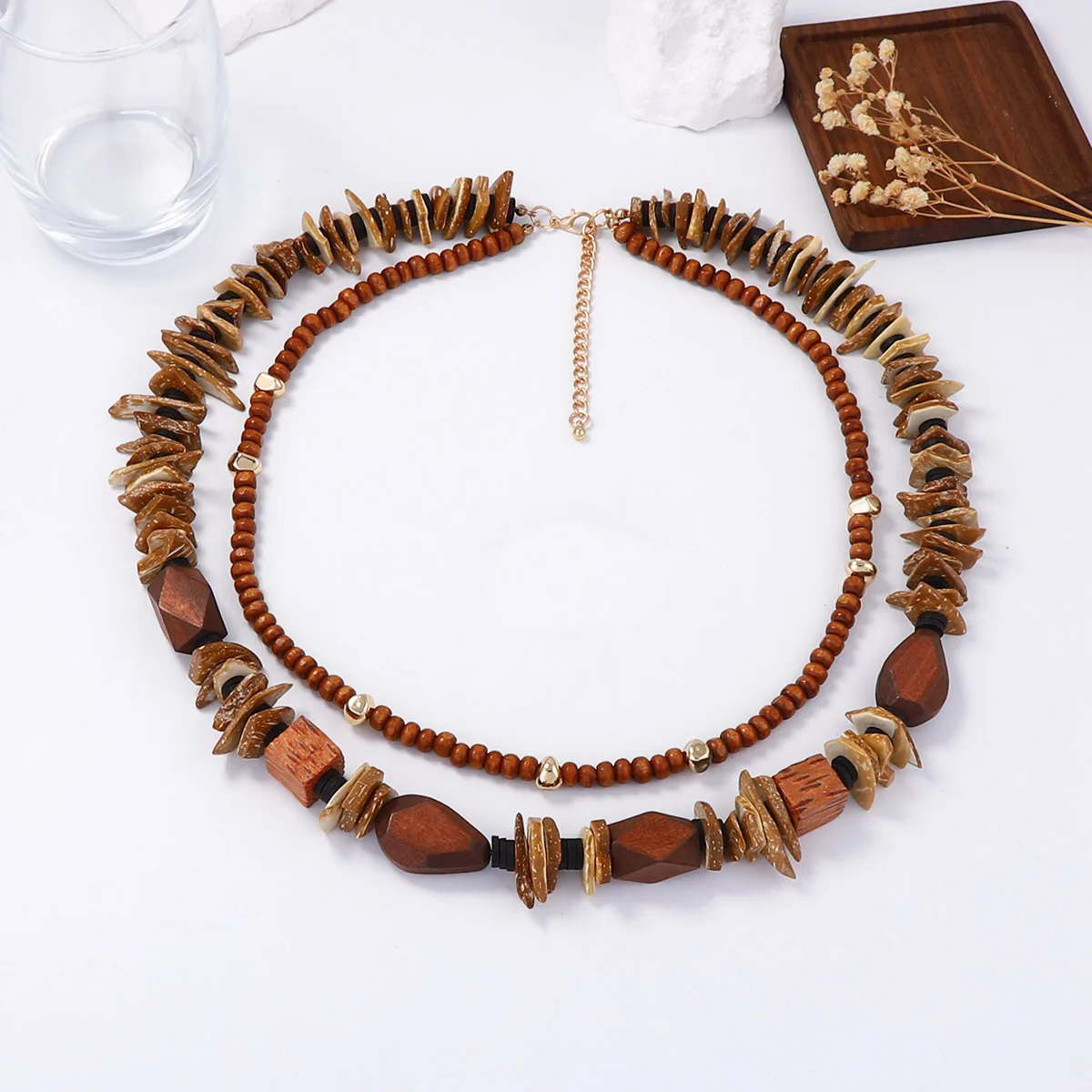 

ZAA Vintage Women Jewelry New Trend Wooden Irregular Beaded Choker Necklaces High Quality Holiday Party Accessories Girl Gifts