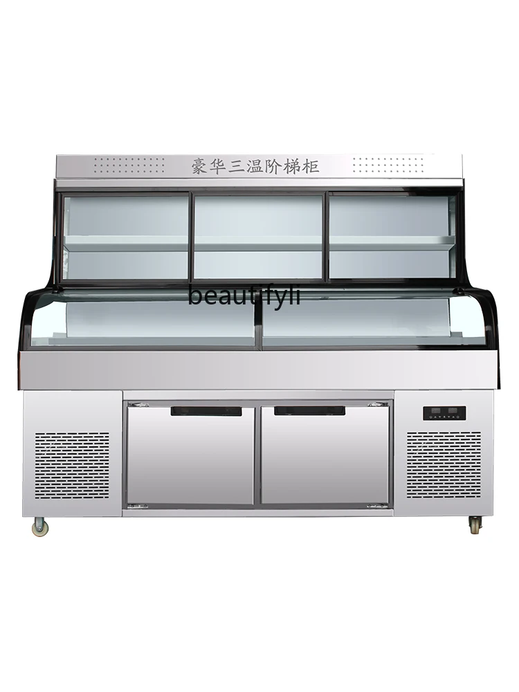 Three Temperature Ladder Display Cabinet Freeze Storage Commercial Dishes Ice Table Fresh Cabinet