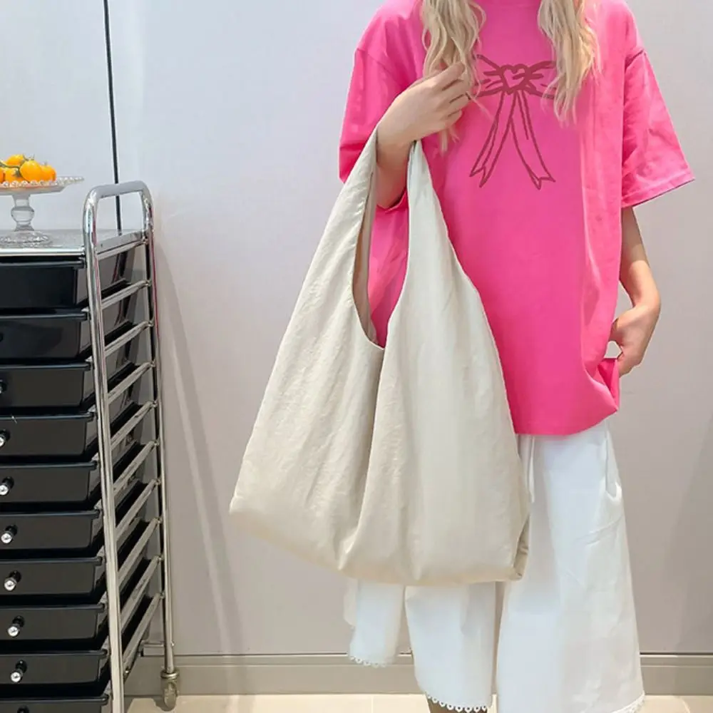 Candy Color Nylon Shoulder Bag Large Capacity Quick-dry Casual Tote Bag Korean Style Solid Color Japanese Style Shoulder Bag