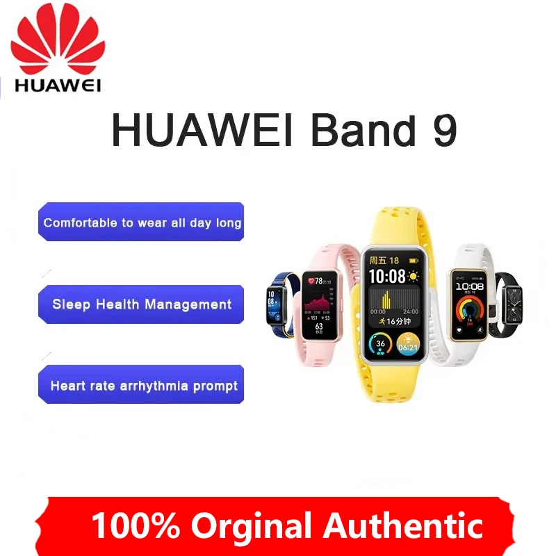 2024 New Huawei Band 9/9 NFC Smart Band All-day Blood Oxygen 1.47'' AMOLED Screen Heart Rate Smartband 2 Weeks Battery Life