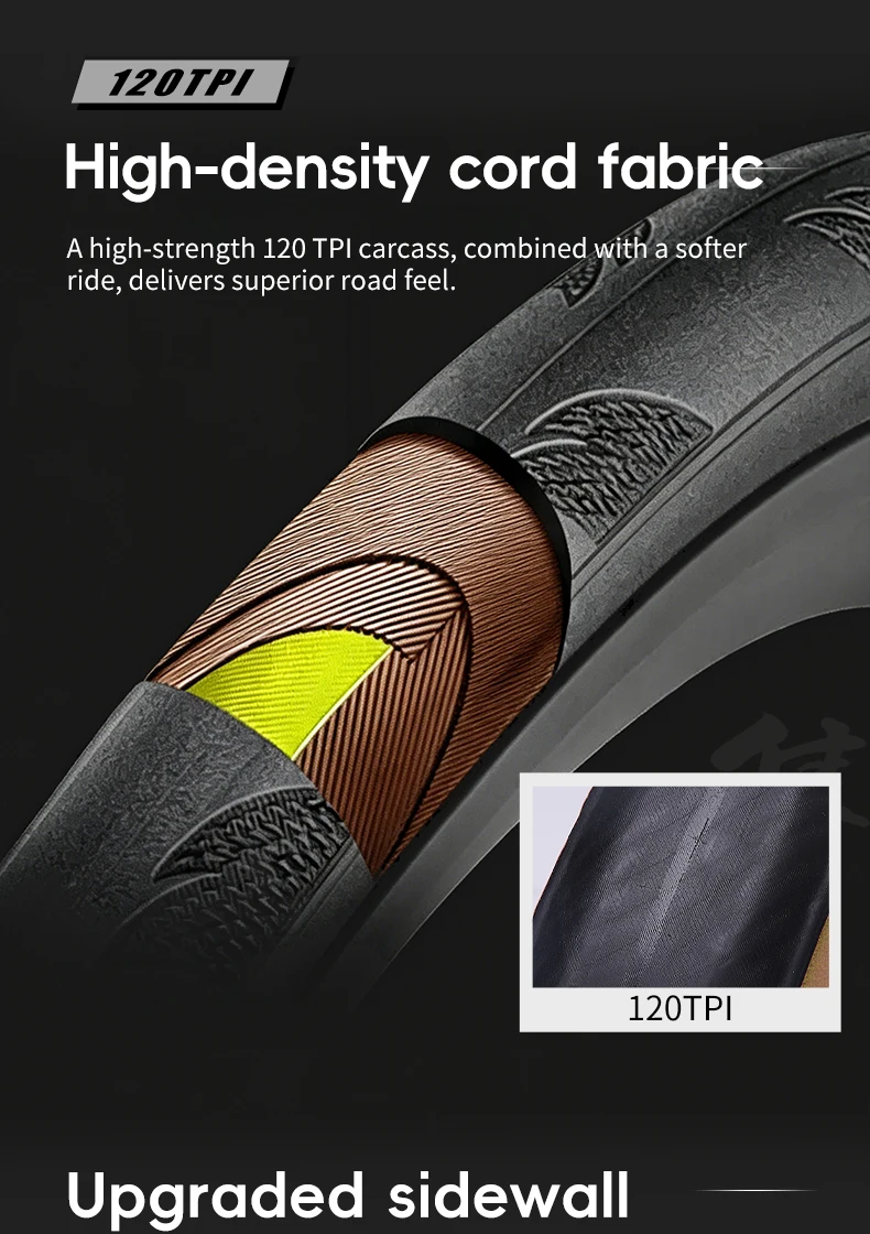Chaoyang BMX Fahrradreifen 20x1 1/8 Faltbarer Reifen 28-451 120TPI Doppelschichtiger Pannenschutz 65-110psi Rennqualität Kleiner Durchmesser – Detail 7