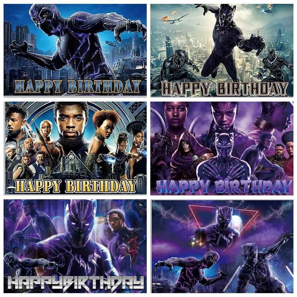 

Marvel Black Panther Party Decoration Background Children Boy Birthday Party Superhero Custom Backdrop Photography Studio Props