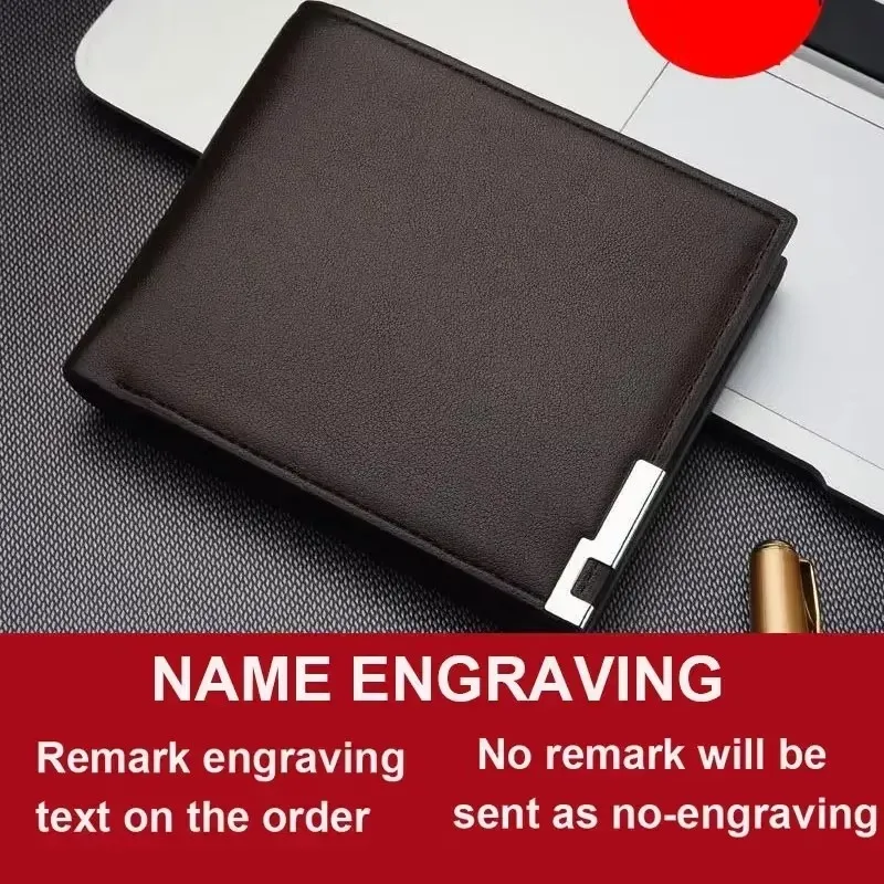 2025 Card Holder Slim Male Engrave Name Wallet Custom Name Short Men Wallets High Quality PU Leather Money Bag Christmas Gift