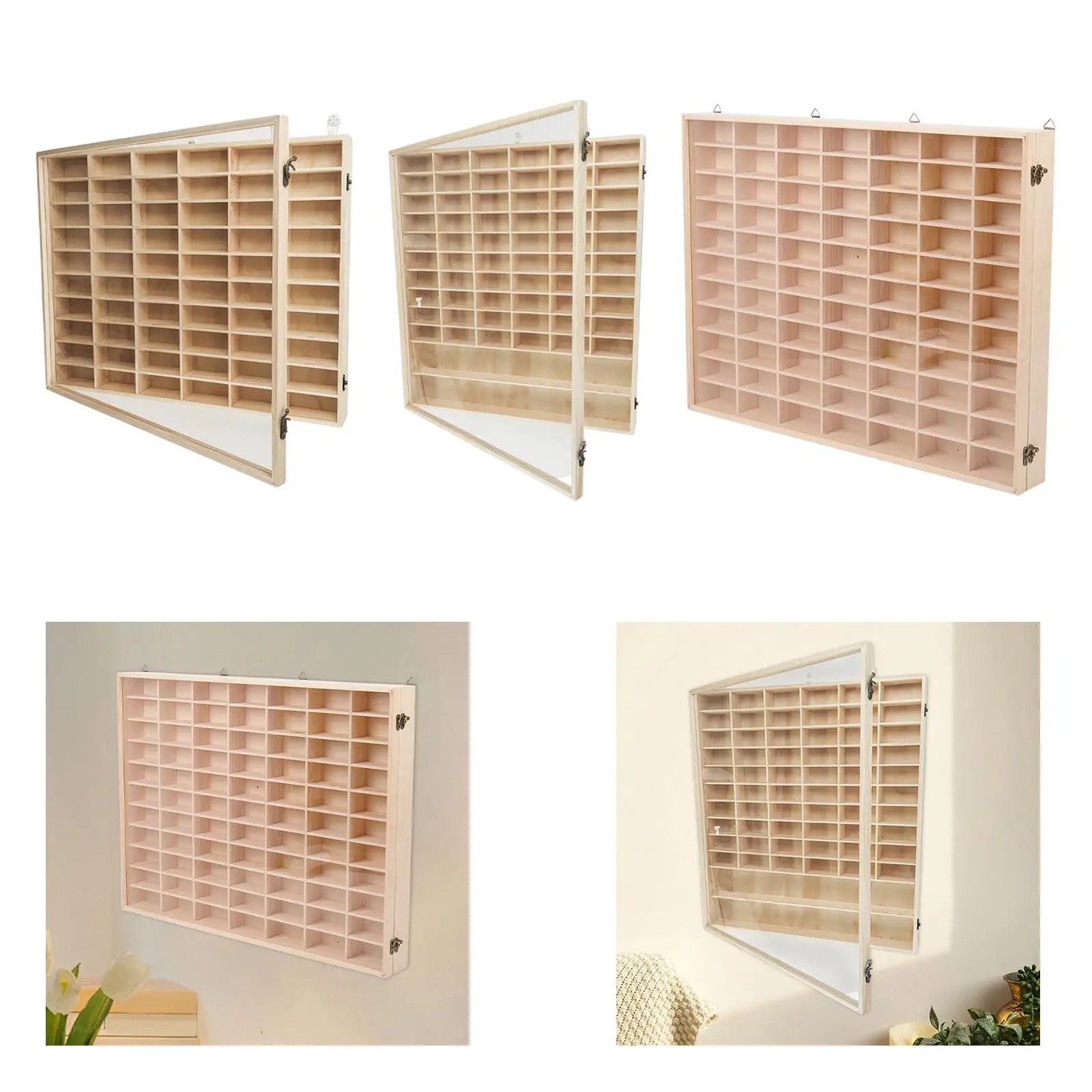 Wooden Toy Car Display Case Multi Grid Model Car Storage Rack Organizer Showcase with Dustproof Door for Bedroom Living Room - view 5