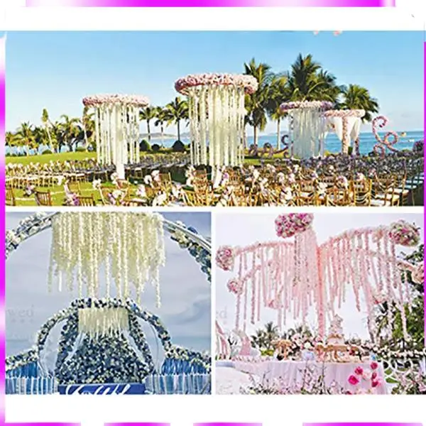 N98R 人工シルク藤つる吊り花ガーランドホーム屋外結婚式アーチ庭の壁の装飾、10 個パック (ホワイト)