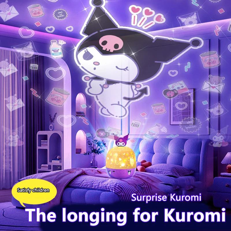 Sanrio Kuromi Projector Night Light 360° Rotate Ceiling Ambience Light For Bedroom Home Room Decorative Gift Music Sleep Lamp