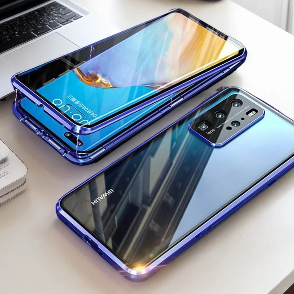 

Metal Magnetic Double Sided Lens Tempered Glass Protect Cover for OPPO Reno 12 11 10 8 Pro Plus 12F 8T 11F 5G Bumper Phone Case