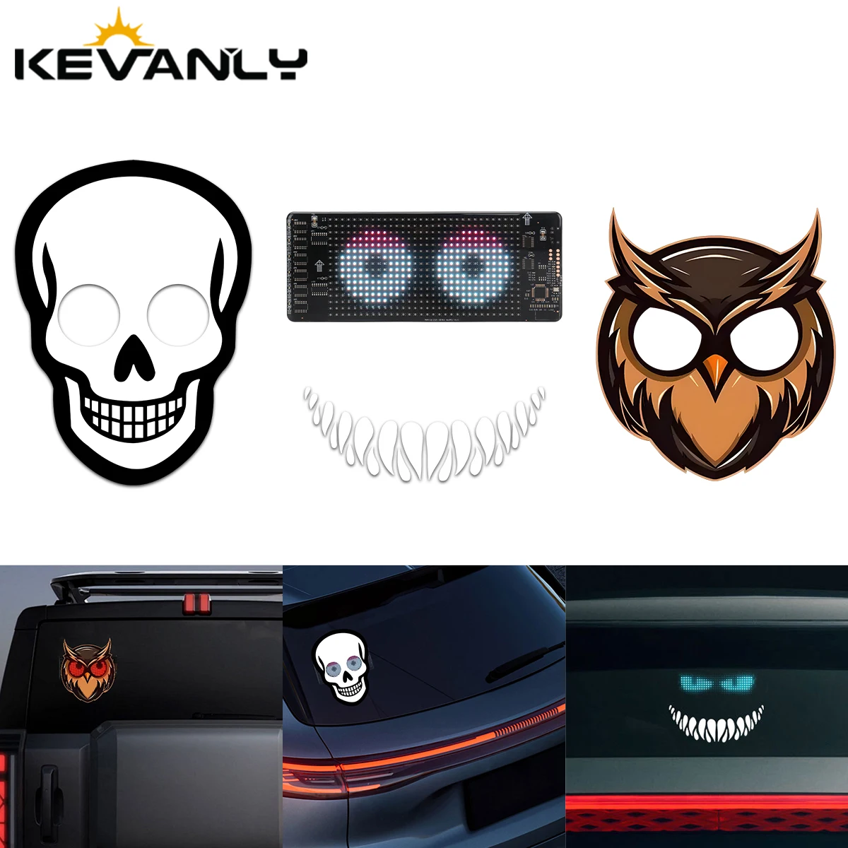 

1PCS Car Flexible Smart LED Display Matrix Pixel Panel With Skull Owl Demon Eyes Stickers DIY Programmable Pattern APP Control