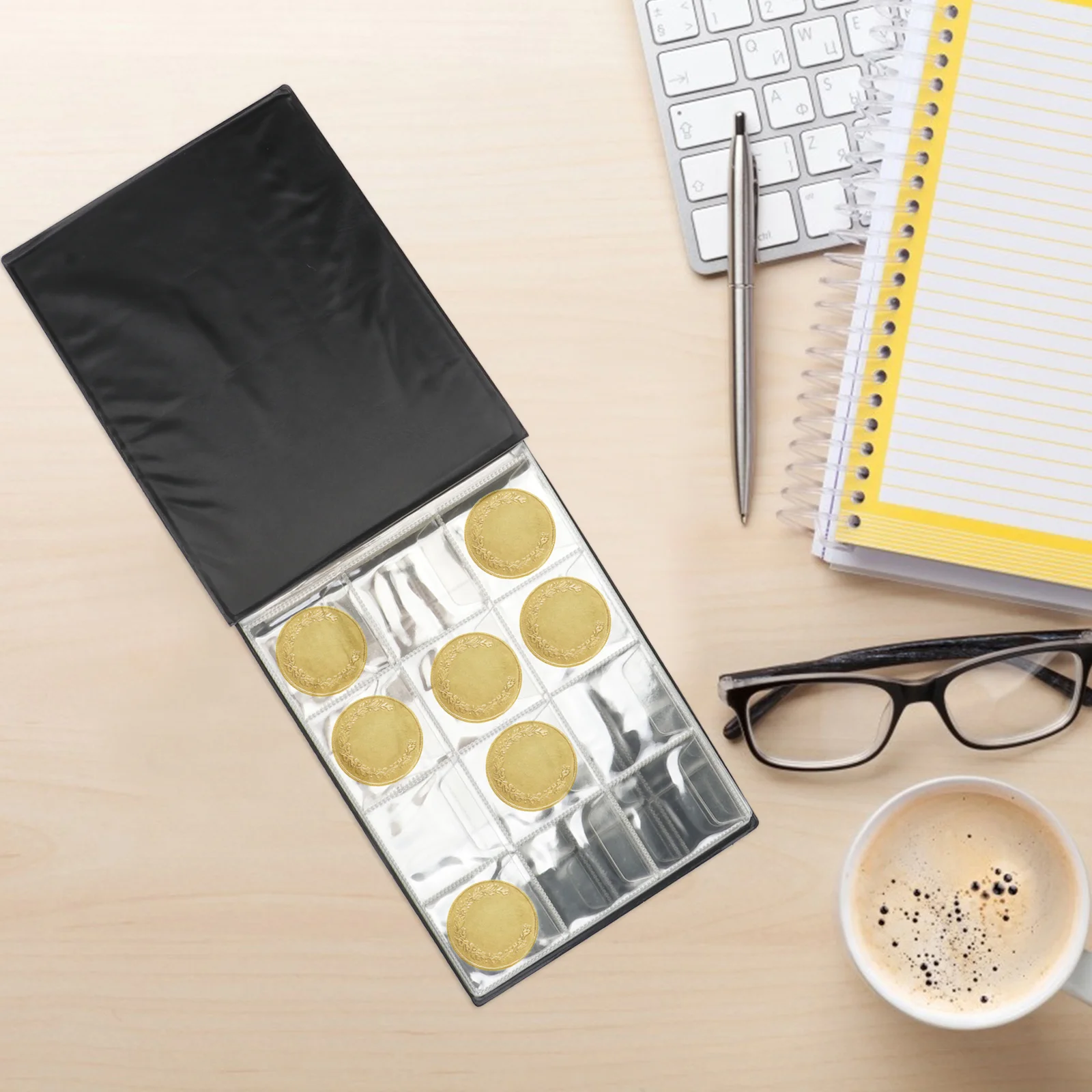 

240 черный альбом для сбора монет, портативный коллекционер для монет, книга, прозрачный карманный держатель, безопасный клапан, подходит для монет