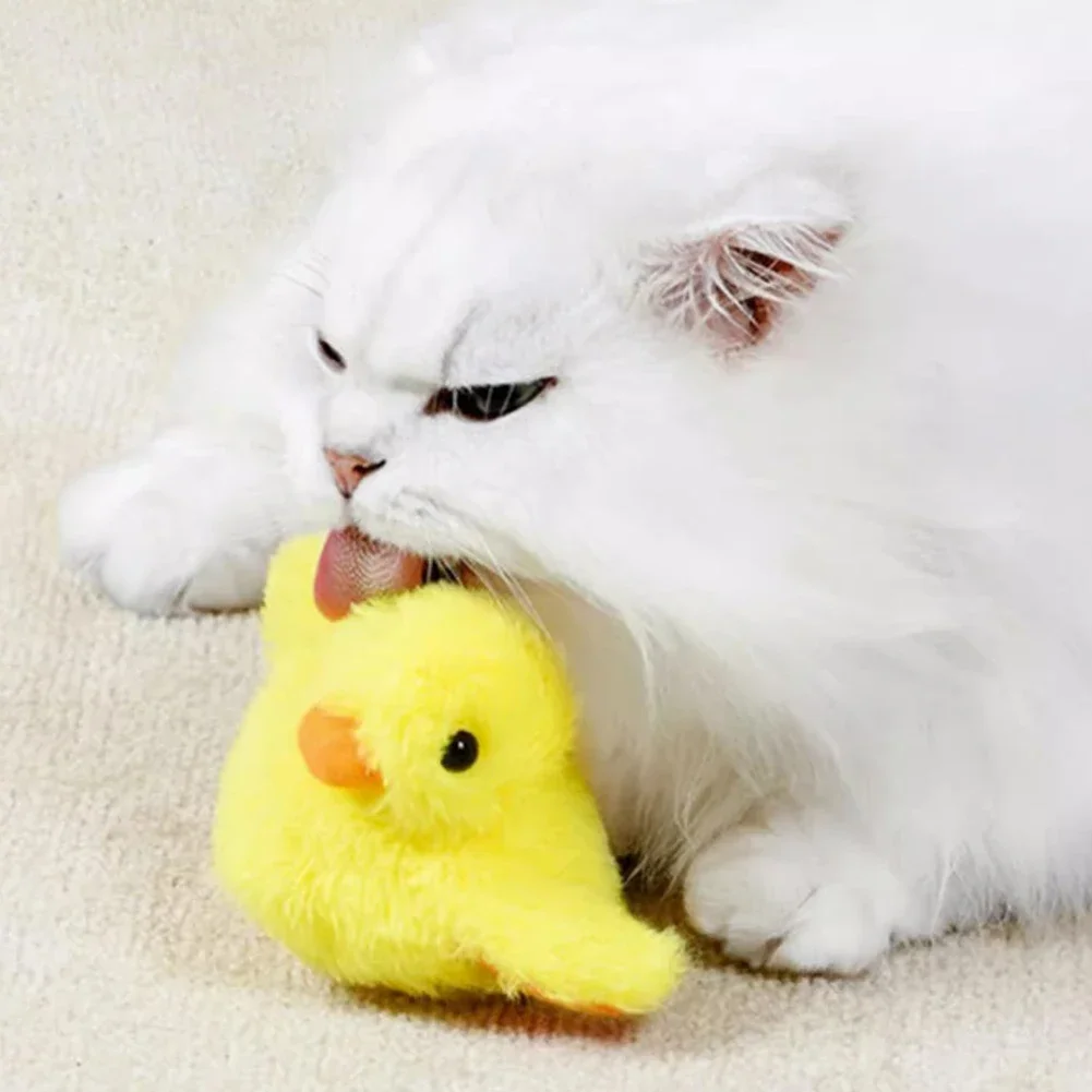 Flapping Duck Cat Toys Interactive Electric Bird Toys Washable Cat Plush Toy With Catnip Vibration Sensor Cats Game Toy Kitten