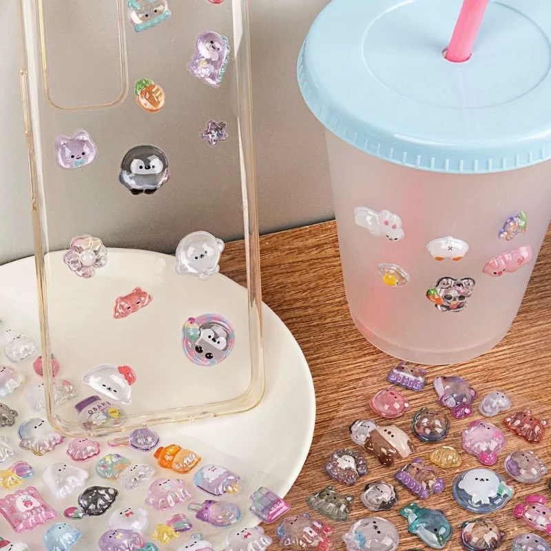 Adesivo animale 3D in stile coreano Diario Computer Telefono Versatile Divertimento Fai da te Sticke Cute Boys Girls Multi Scenario Colla gelatinosa cava