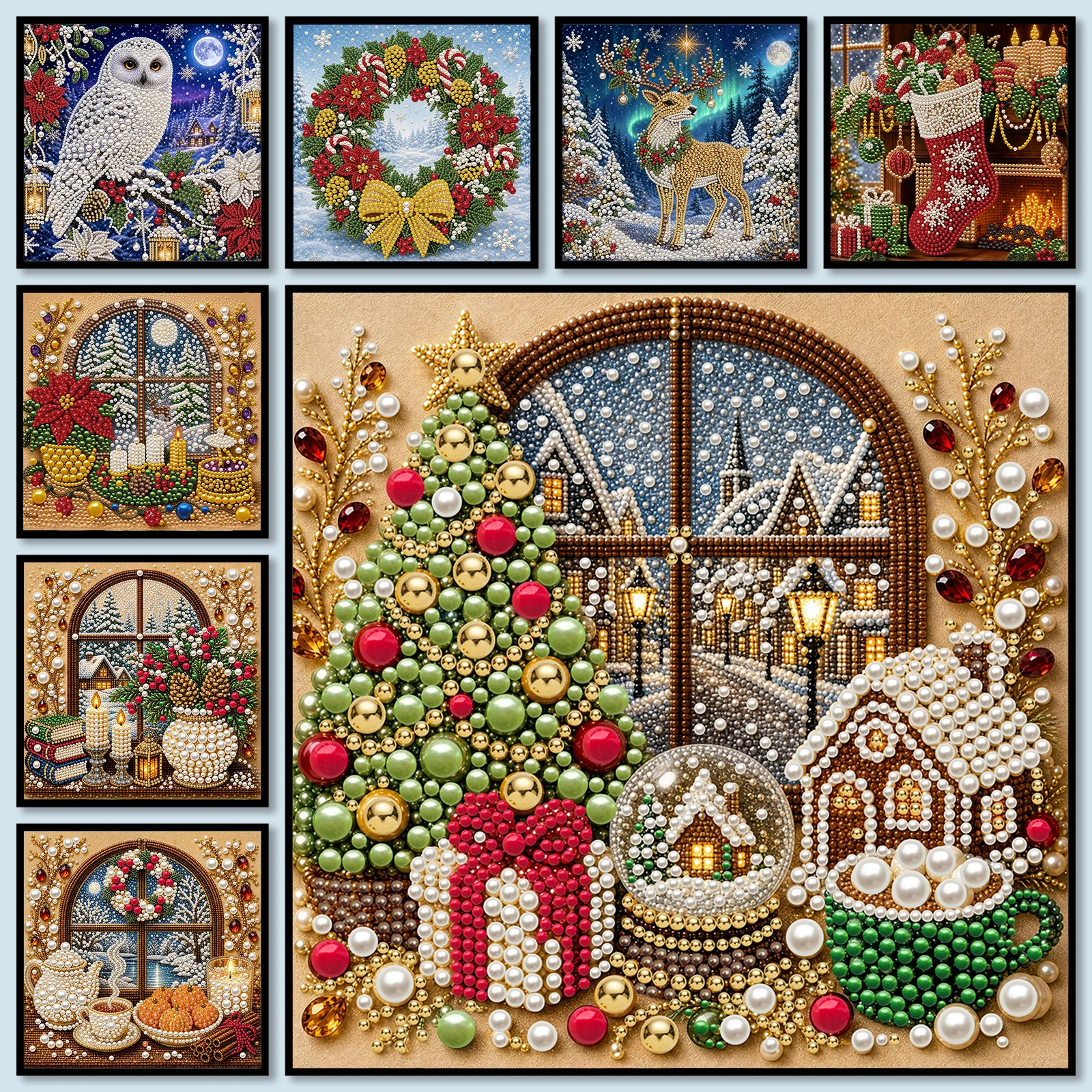 Art Craft Winter - Self-Adhesive Pearl Dot Painting Kit with