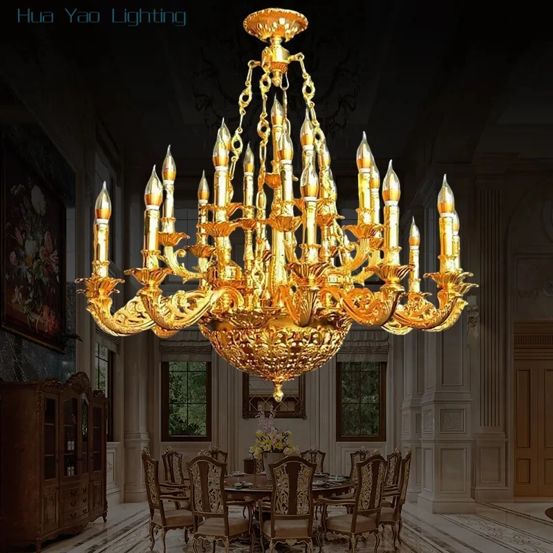 Retro villa duplex living room candle jade chandelier fashion hotel lobby project simple LED chandelier pendant light lamps