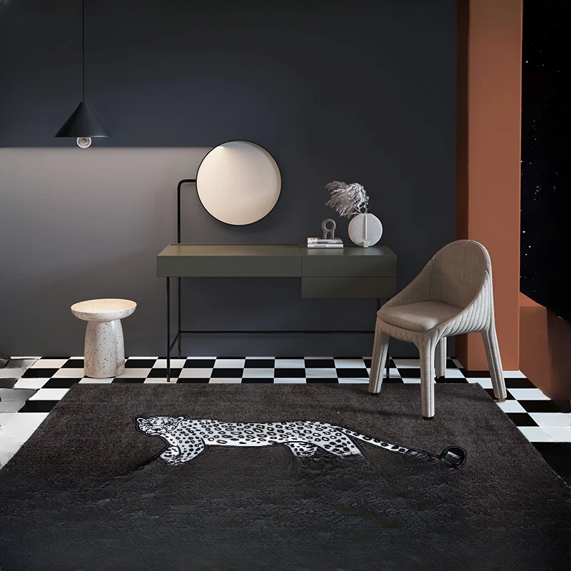 

Black Luxury Carpet Leopard Bedroom, Living , Tea Table Model Room
