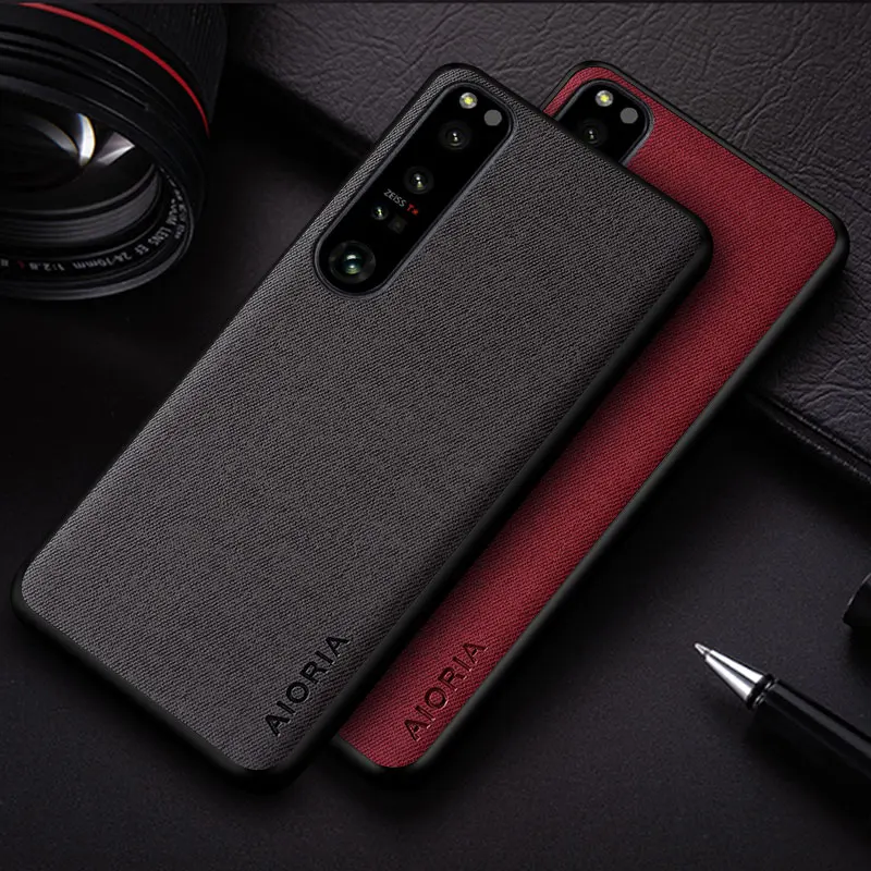 Case For Sony Xperia 1 5 IV II coque simple design lightweight durable solid color textile leather cover for sony 1 5 iv case