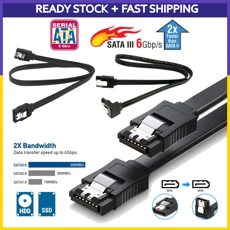 【Fast Ship】Sata Cable With High-Speed Serial Sort 3.0 6GB/Solid State Hard Disk Data Cable For SSD HDD Hard Disk Drive