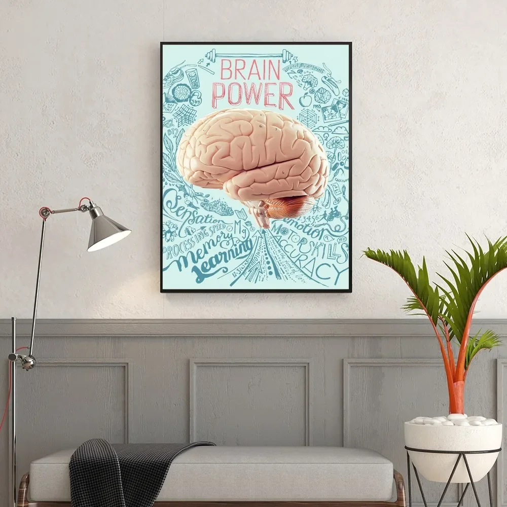 Brain abstract art painting Poster Self-adhesive Art Poster Retro Kraft Paper Sticker DIY Room Cafe Vintage Decorative Painting