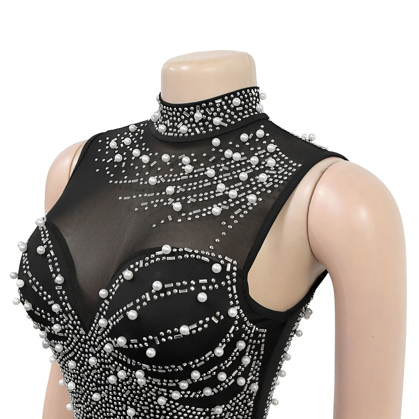 Mulheres brilhantes strass ginástica dança desempenho macacão sem mangas pura malha elástica patinação artística dança bodysuits