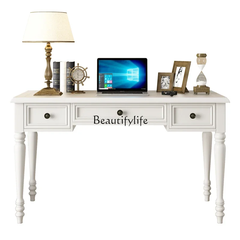 

Z.**American all solid wood desk and chair combination bedroom desk writing desk