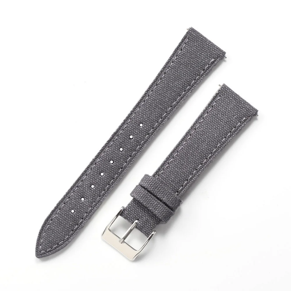 18mm 20mm 22mm Vintage Segeltuch-Uhrenarmband Stoff-Leder-Armband Retro Canvas Schnellverschluss-Uhrenarmband für Herren – Detail 10