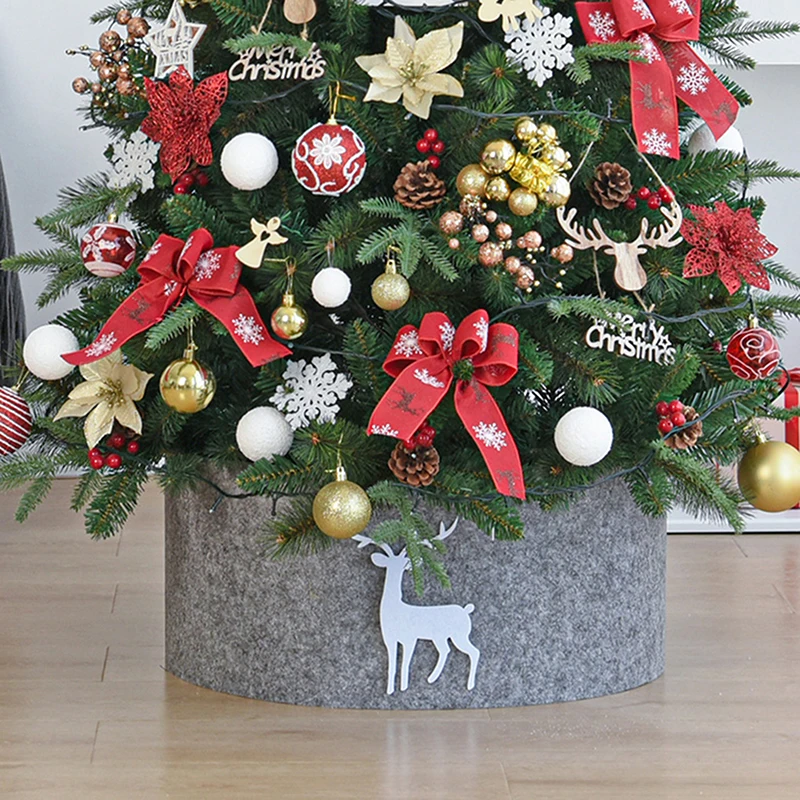 60/90/120cm Tree Skirt Deer Printed Christmas Tree Skir Xmas Tree Mat Christmas Tree Basket New Year Gift Party Decoration