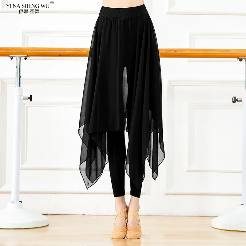 Classical Dance Skirted Legging For Women Skorts Tights Comfortable Modal Capri Black Maxi Skirt Adults Dancewear Practice Pants