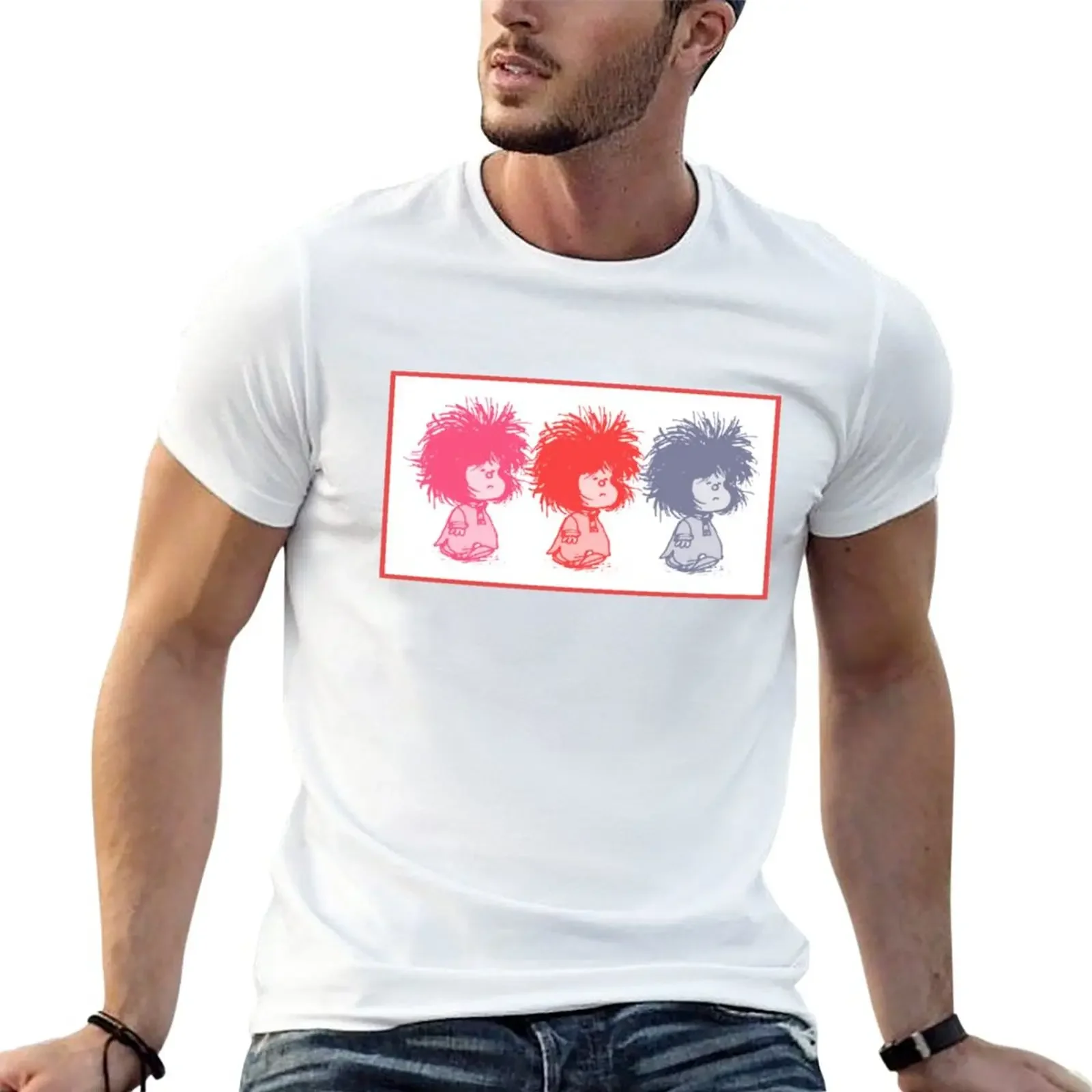 Mafalda in colors T-Shirt sweat quick drying mens cotton t shirts