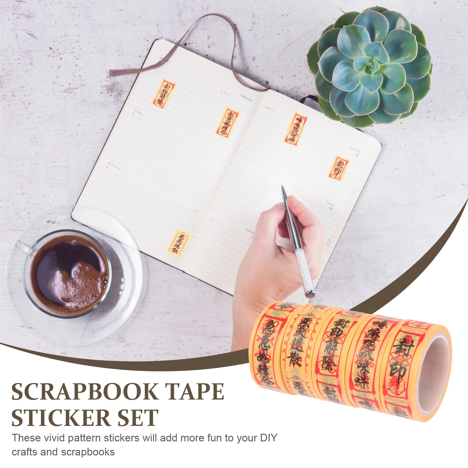 5 لفات من أشرطة رون اللاصقة الكرتونية المزخرفة لأشرطة القصاصات DIY كتيبات يوميات علب الهدايا وملصقات القرطاسية