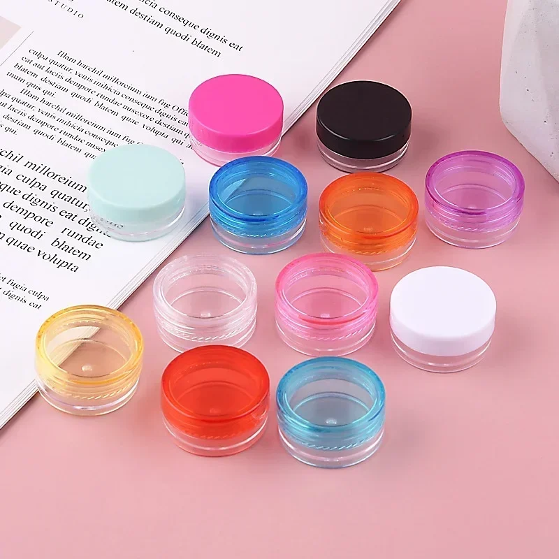 100pcs 2g/5g/10g Empty Cosmetic Makeup Jar Pots Plastic Sample Container Transparent Sample Bottles Eyeshadow Cream Lip Balm